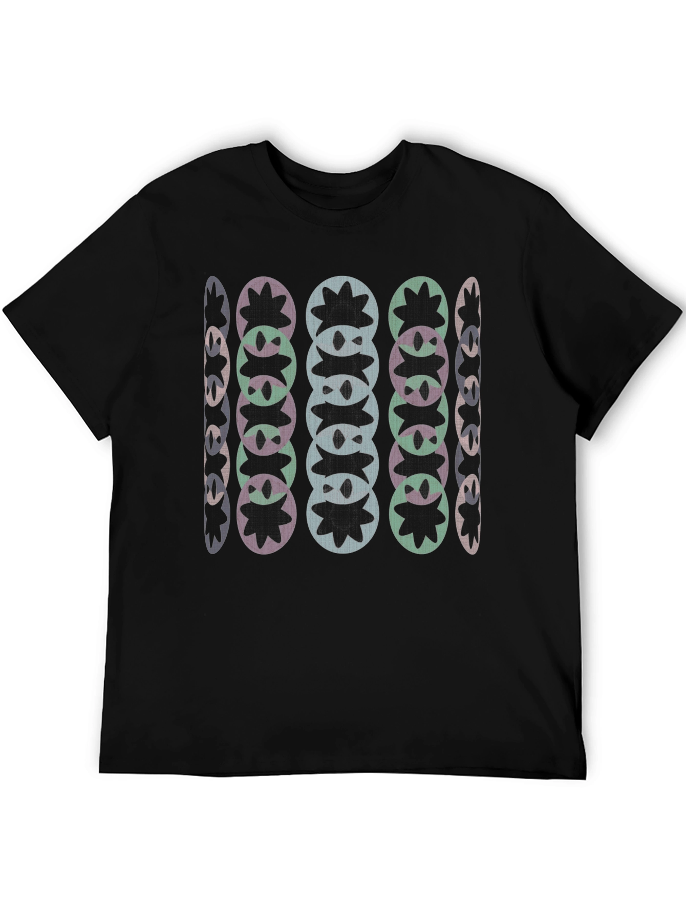 Abstract Floral Pattern Black T-Shirt