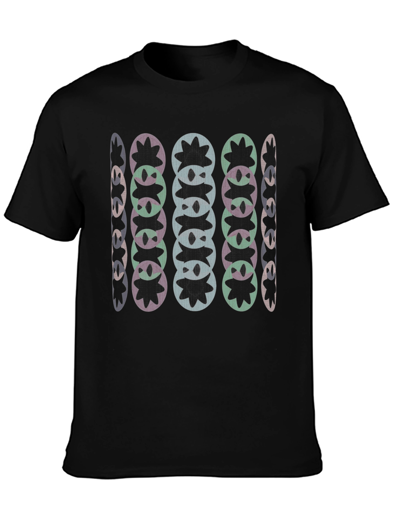 Abstract Floral Pattern Black T-Shirt