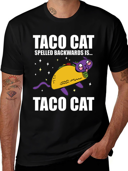 Taco Cat Funny Graphic Tee - Spelled Backwards!
