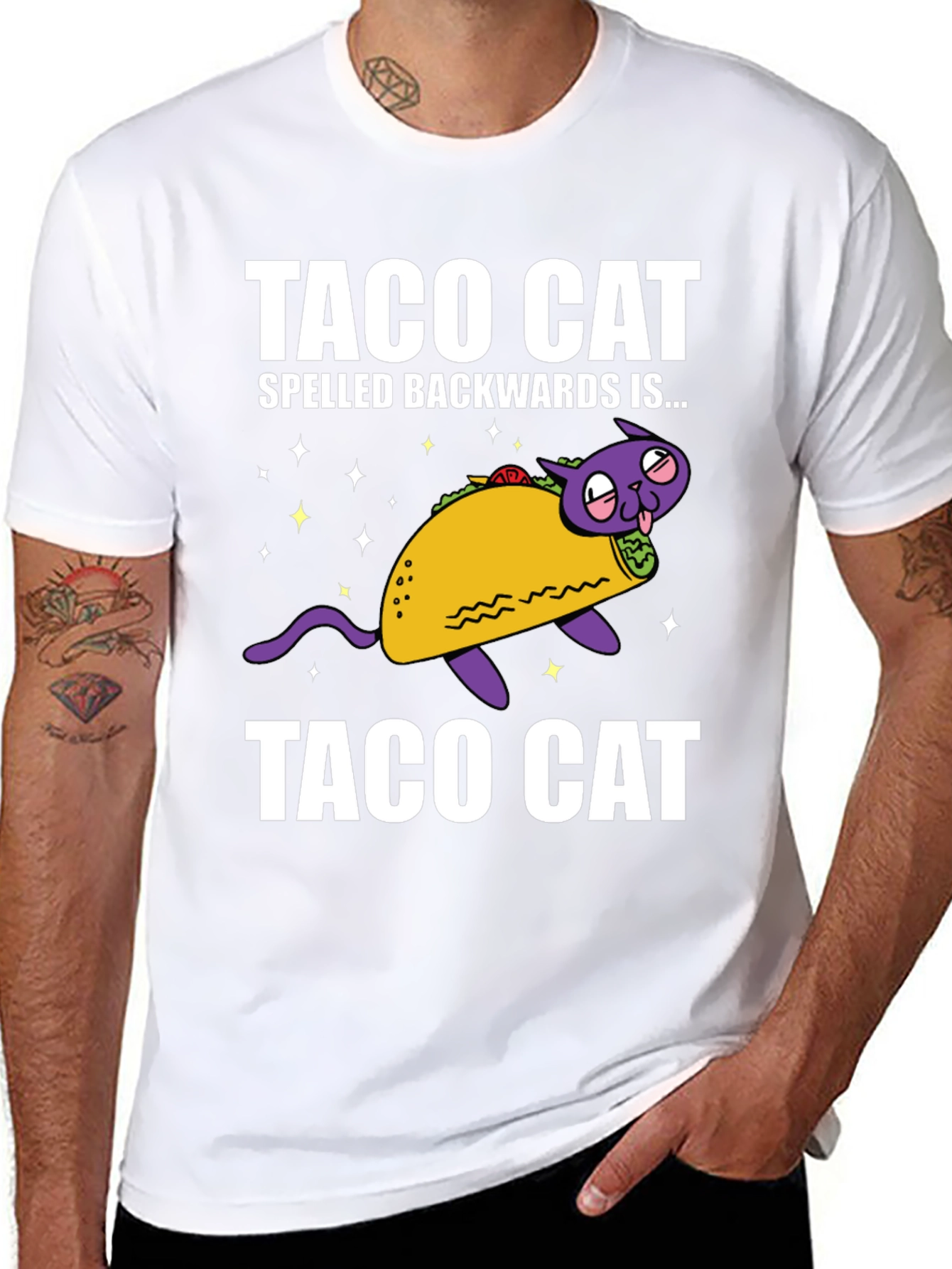 Taco Cat Funny Graphic Tee - Spelled Backwards!