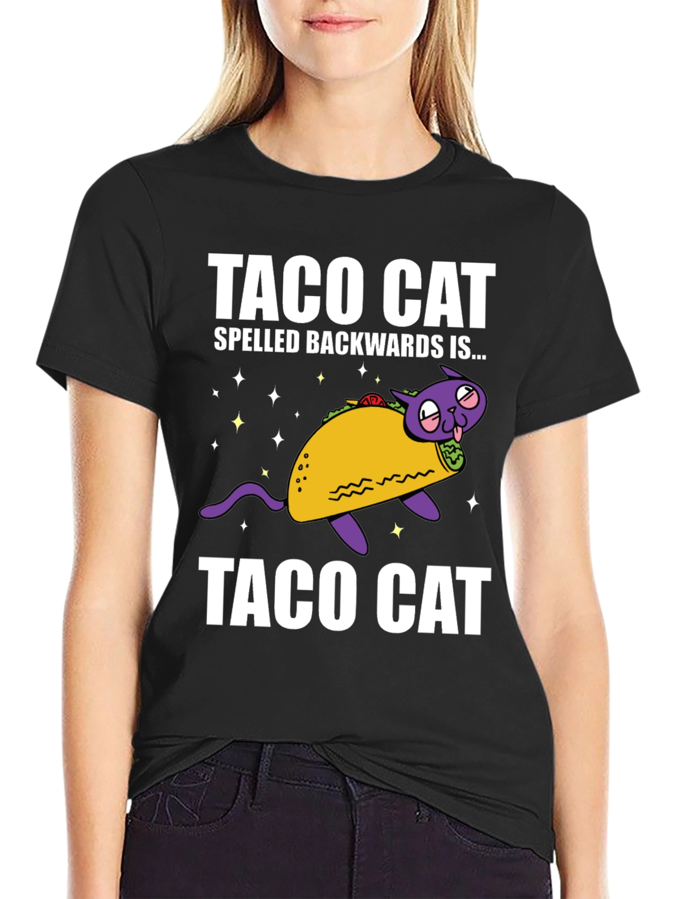 Taco Cat Funny Graphic Tee - Spelled Backwards!