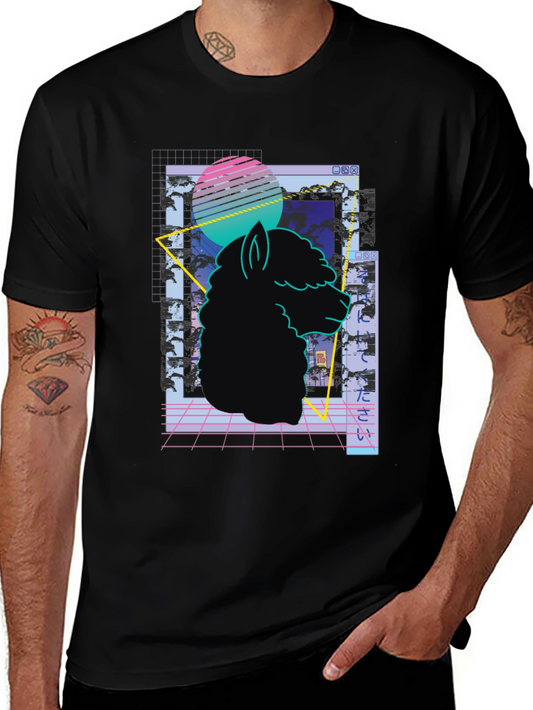 Retro Alpaca T-Shirt - Vaporwave Style