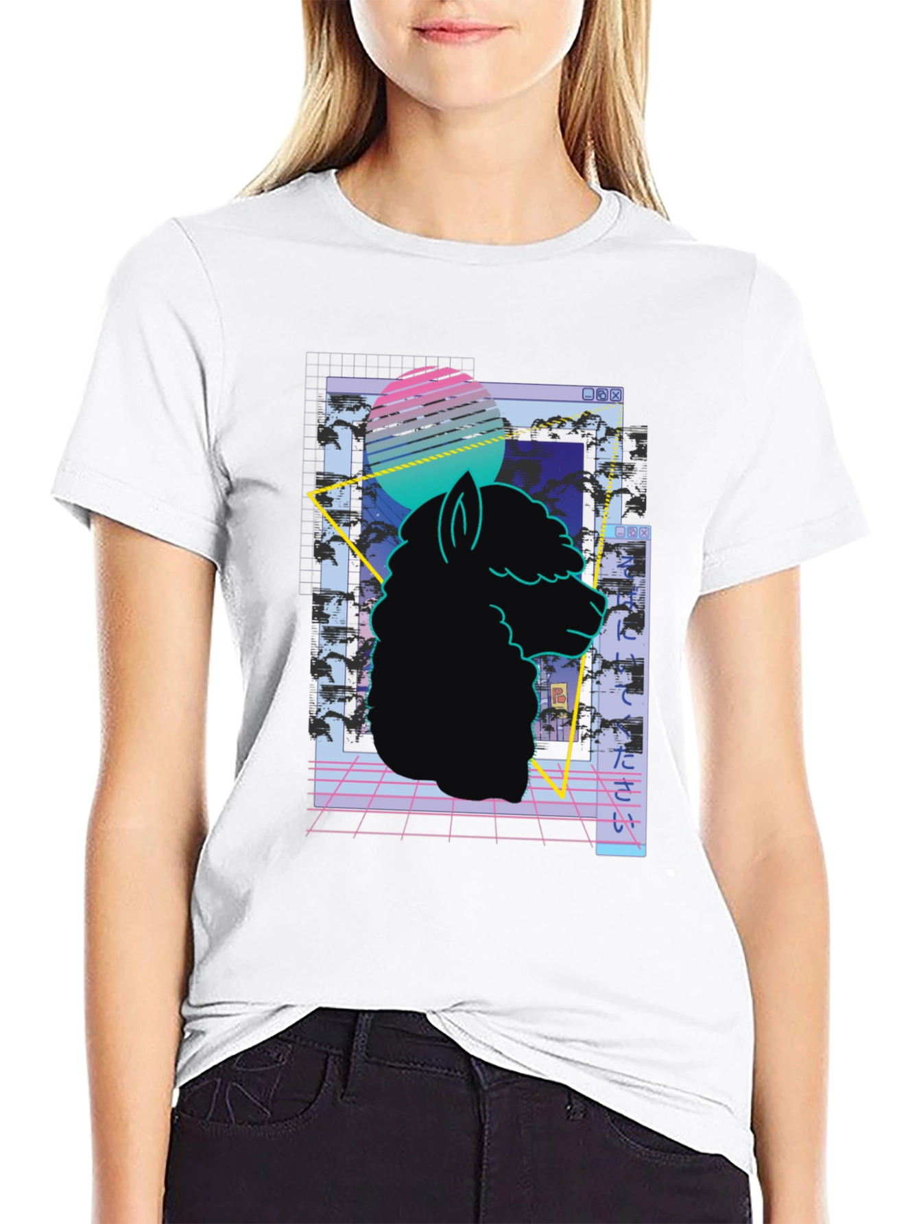 Retro Alpaca T-Shirt - Vaporwave Style