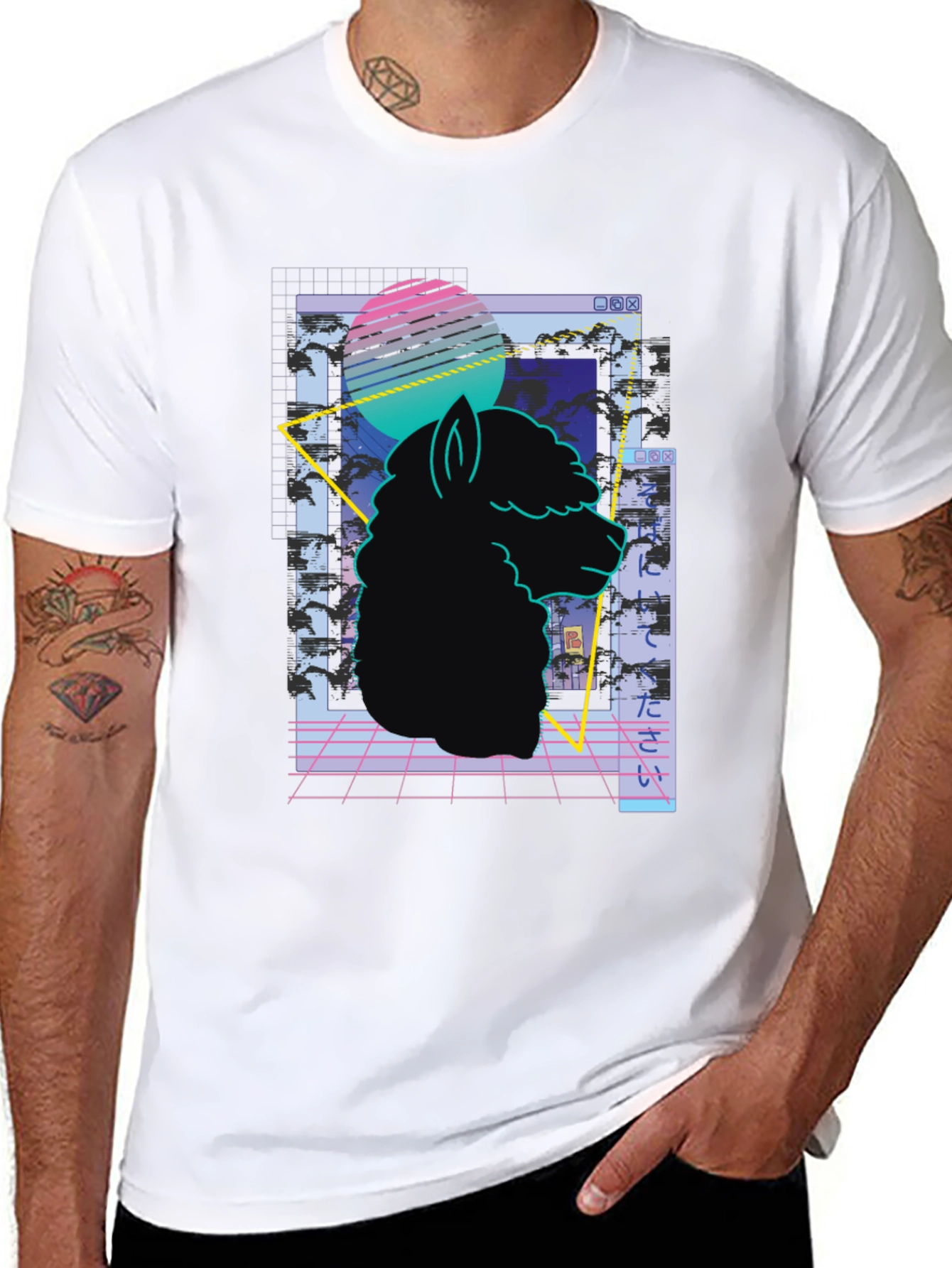 Retro Alpaca T-Shirt - Vaporwave Style