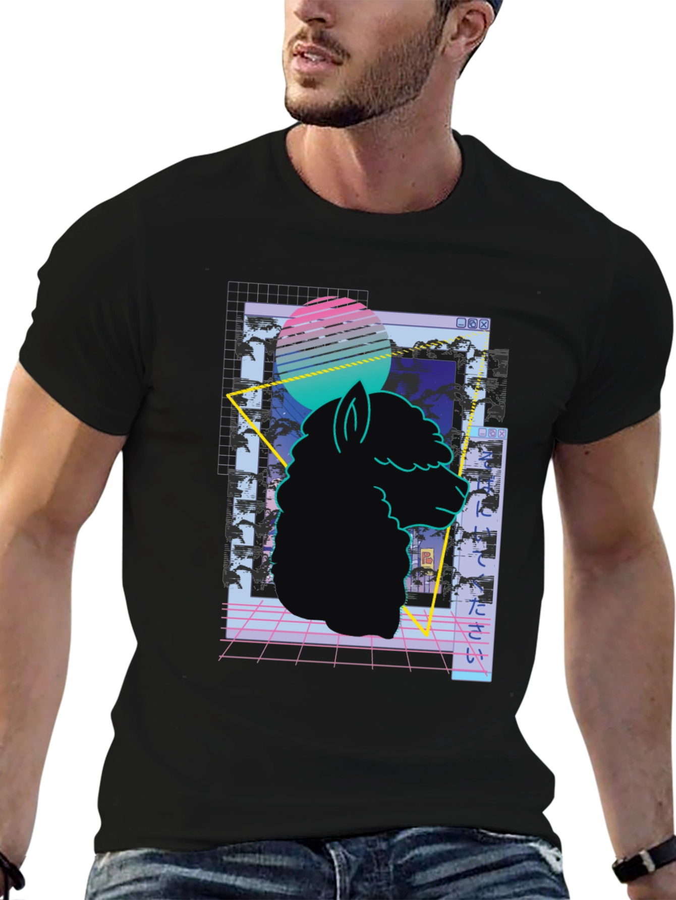 Retro Alpaca T-Shirt - Vaporwave Style