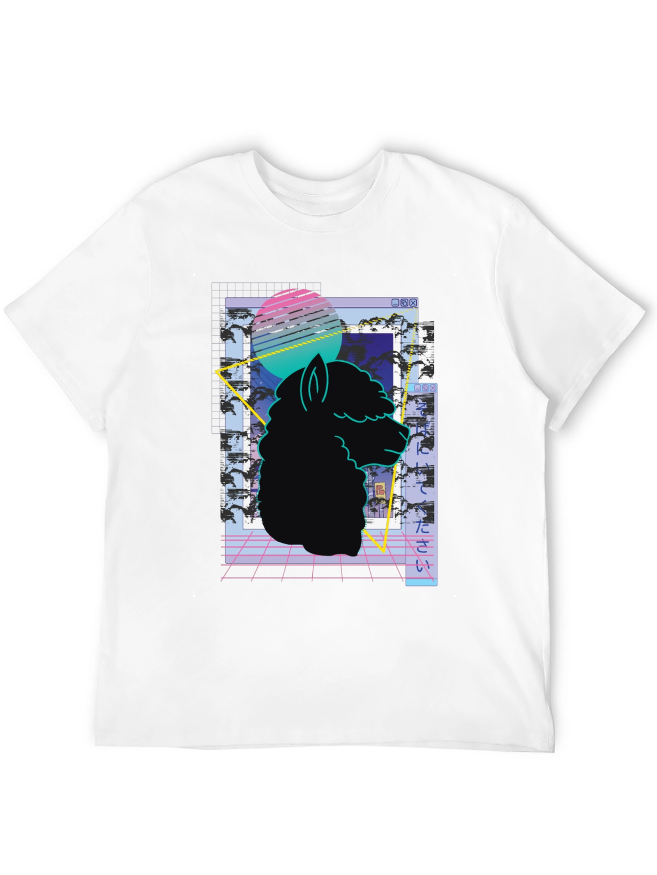 Retro Alpaca T-Shirt - Vaporwave Style
