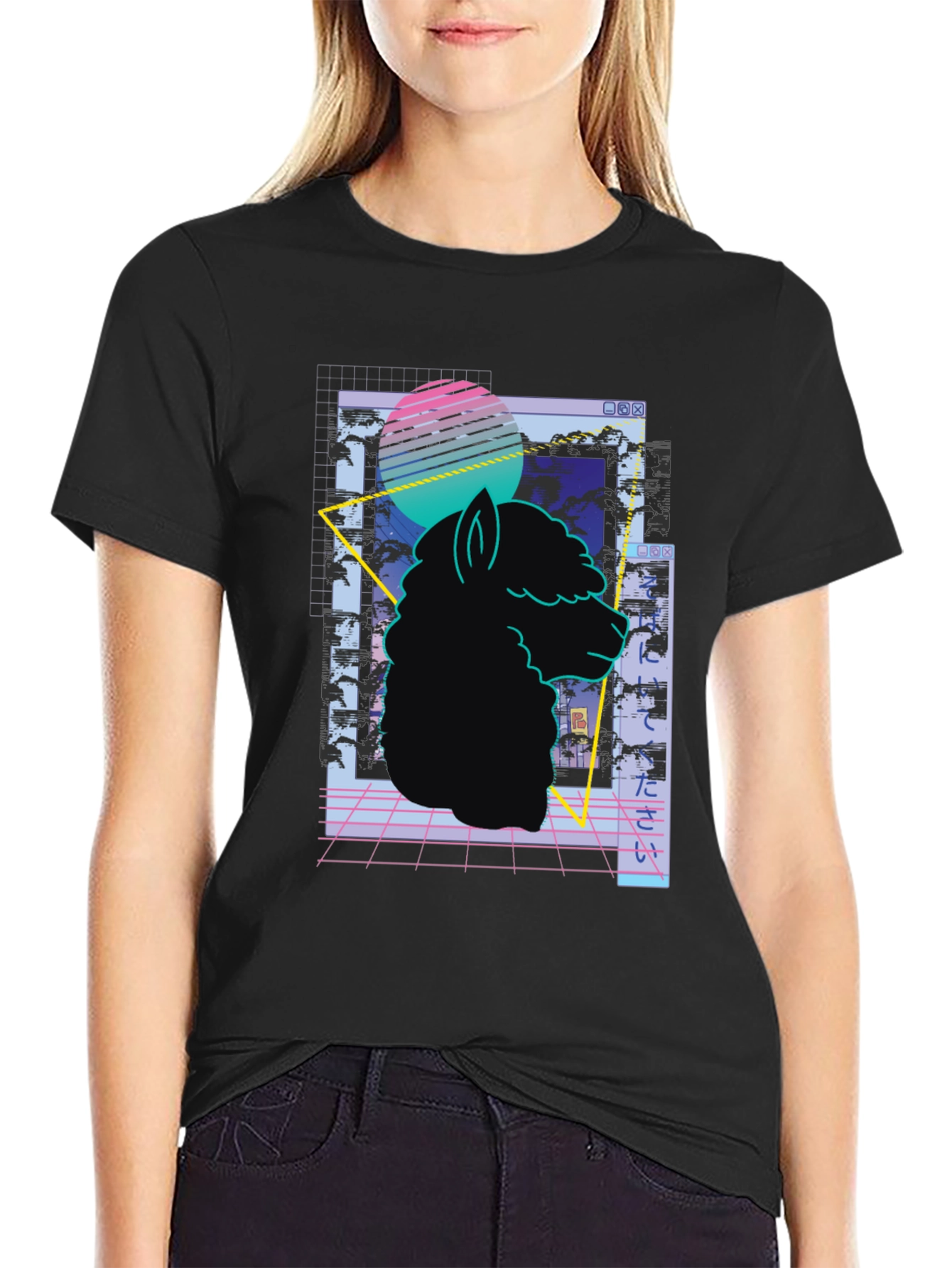 Retro Alpaca T-Shirt - Vaporwave Style
