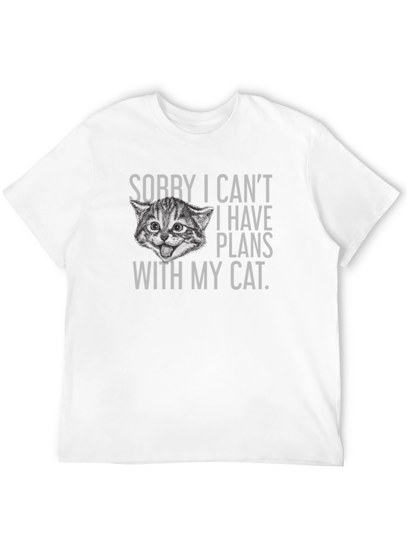 Funny Cat Plans Graphic Tee - Black Cotton T-Shirt
