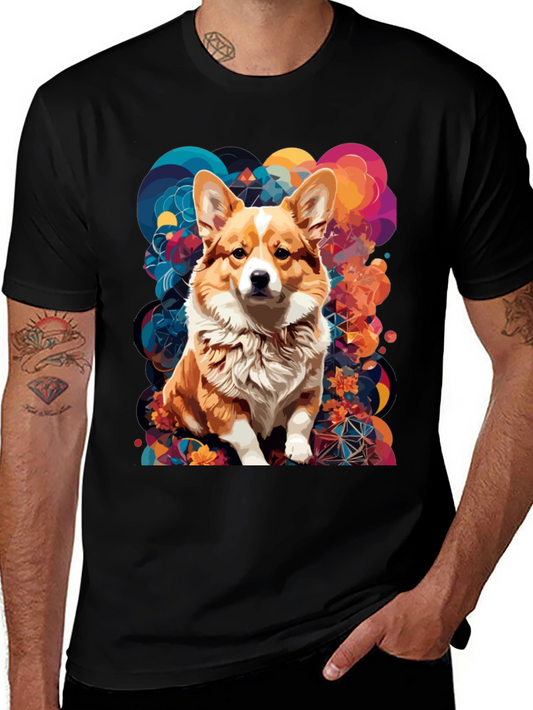 Corgi Pop Art Graphic Tee - Stylish Dog Lover T-Shirt