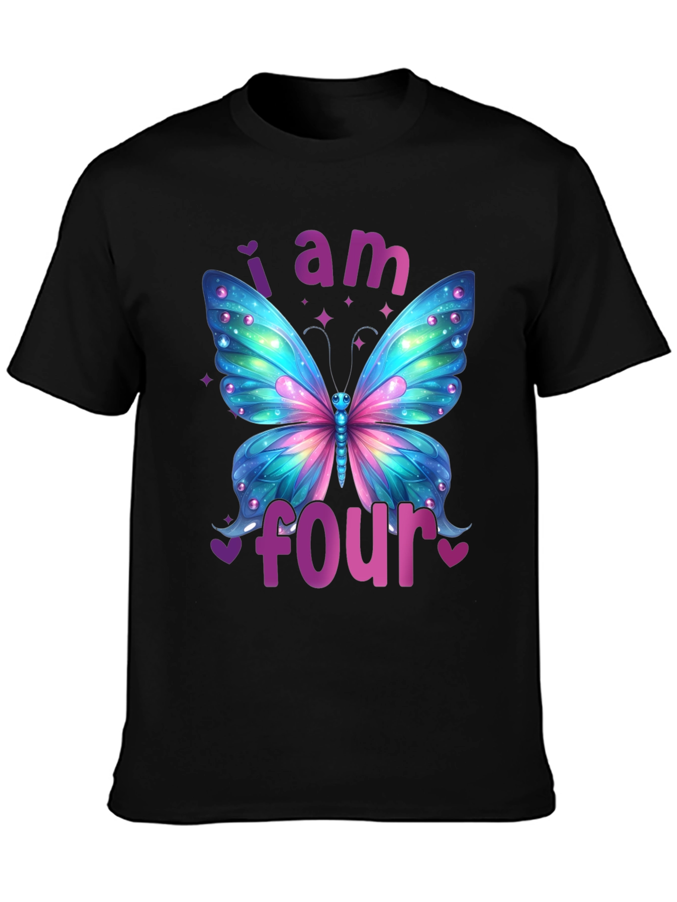 I am Four Butterfly Birthday T-Shirt