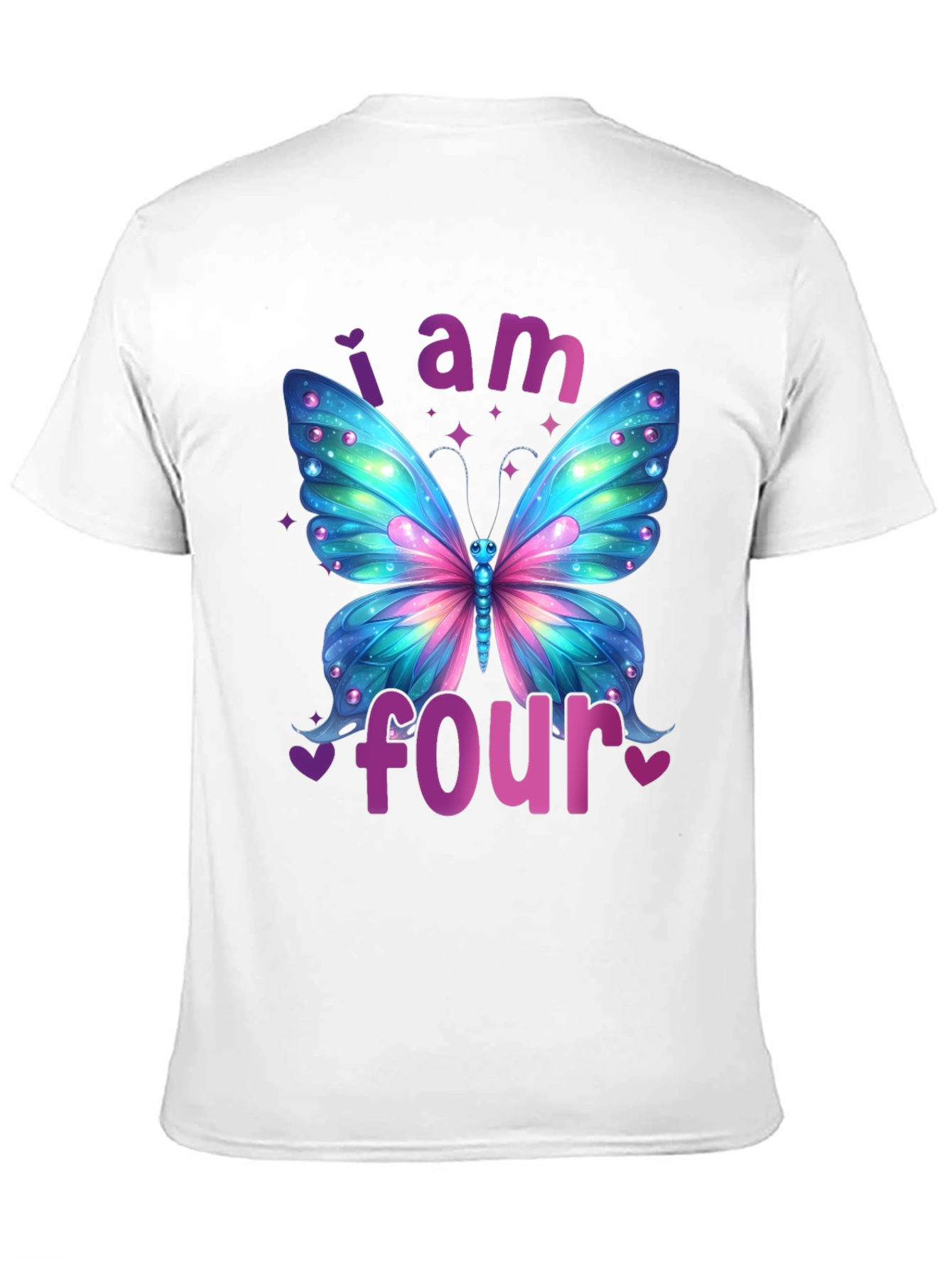 I am Four Butterfly Birthday T-Shirt