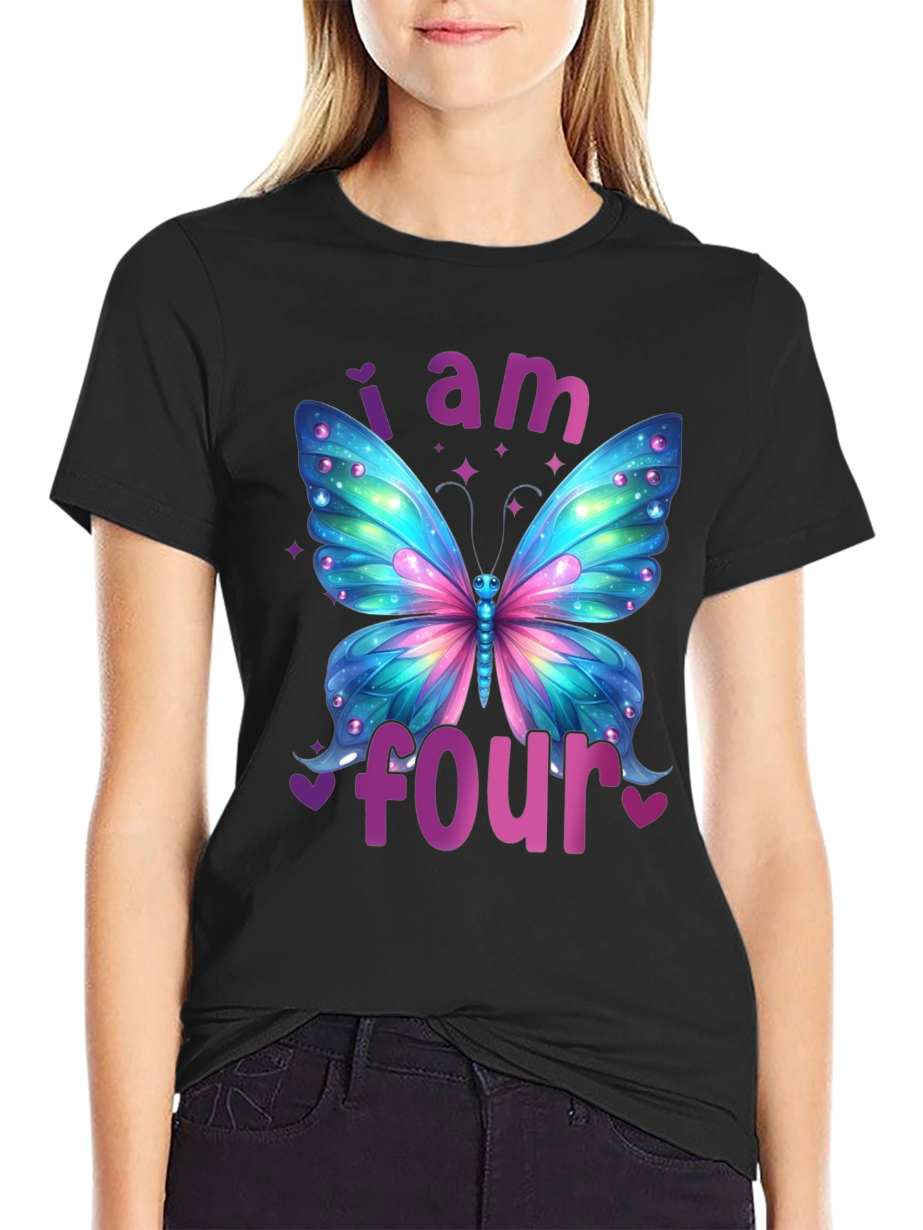 I am Four Butterfly Birthday T-Shirt