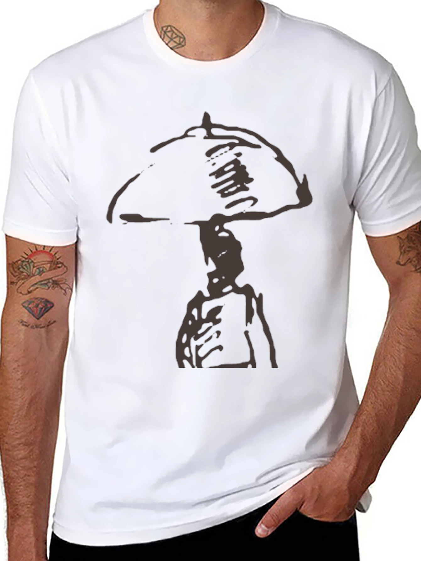 Abstract Graphic Tee - Black Cotton Casual Shirt