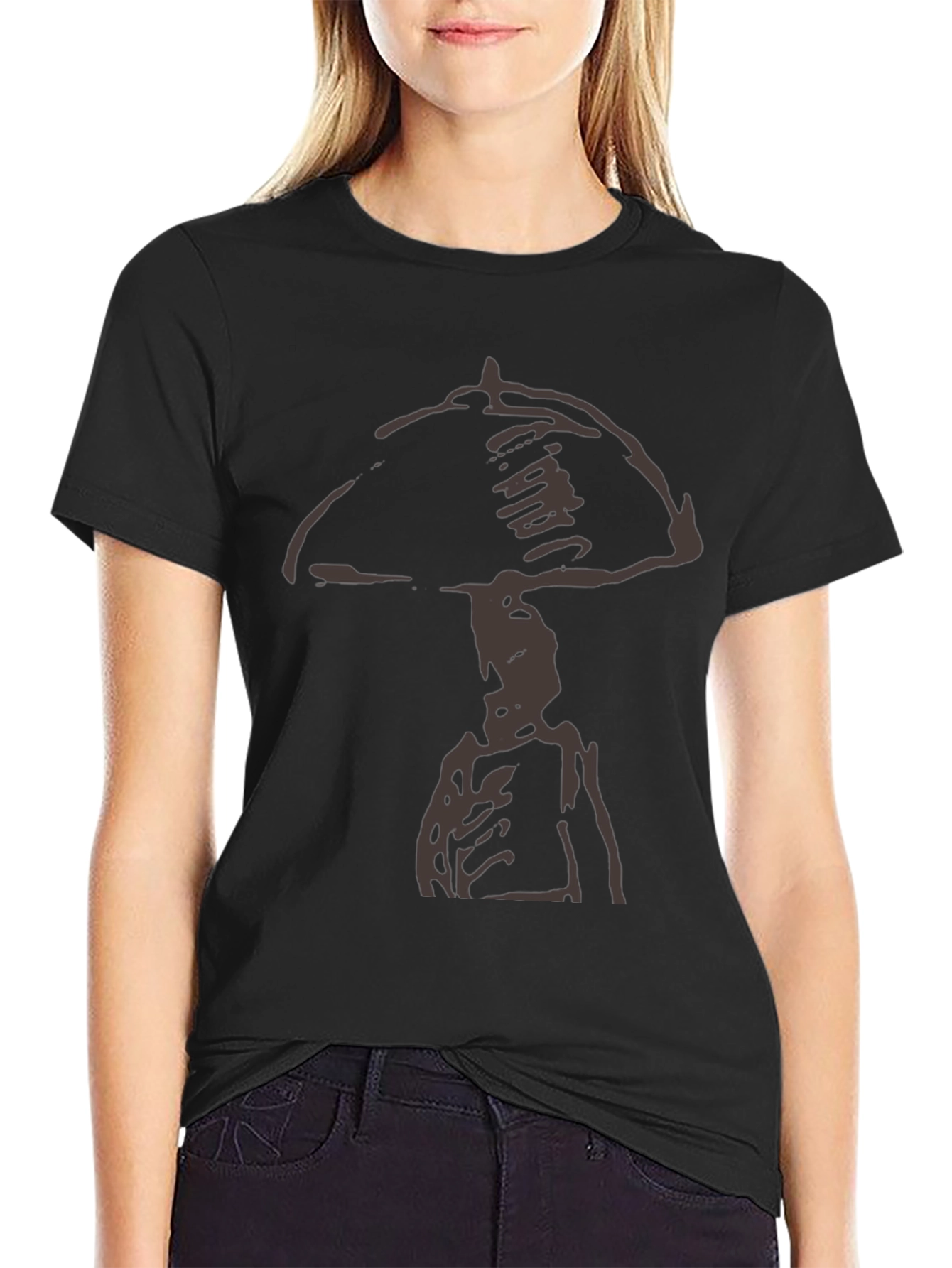 Abstract Graphic Tee - Black Cotton Casual Shirt