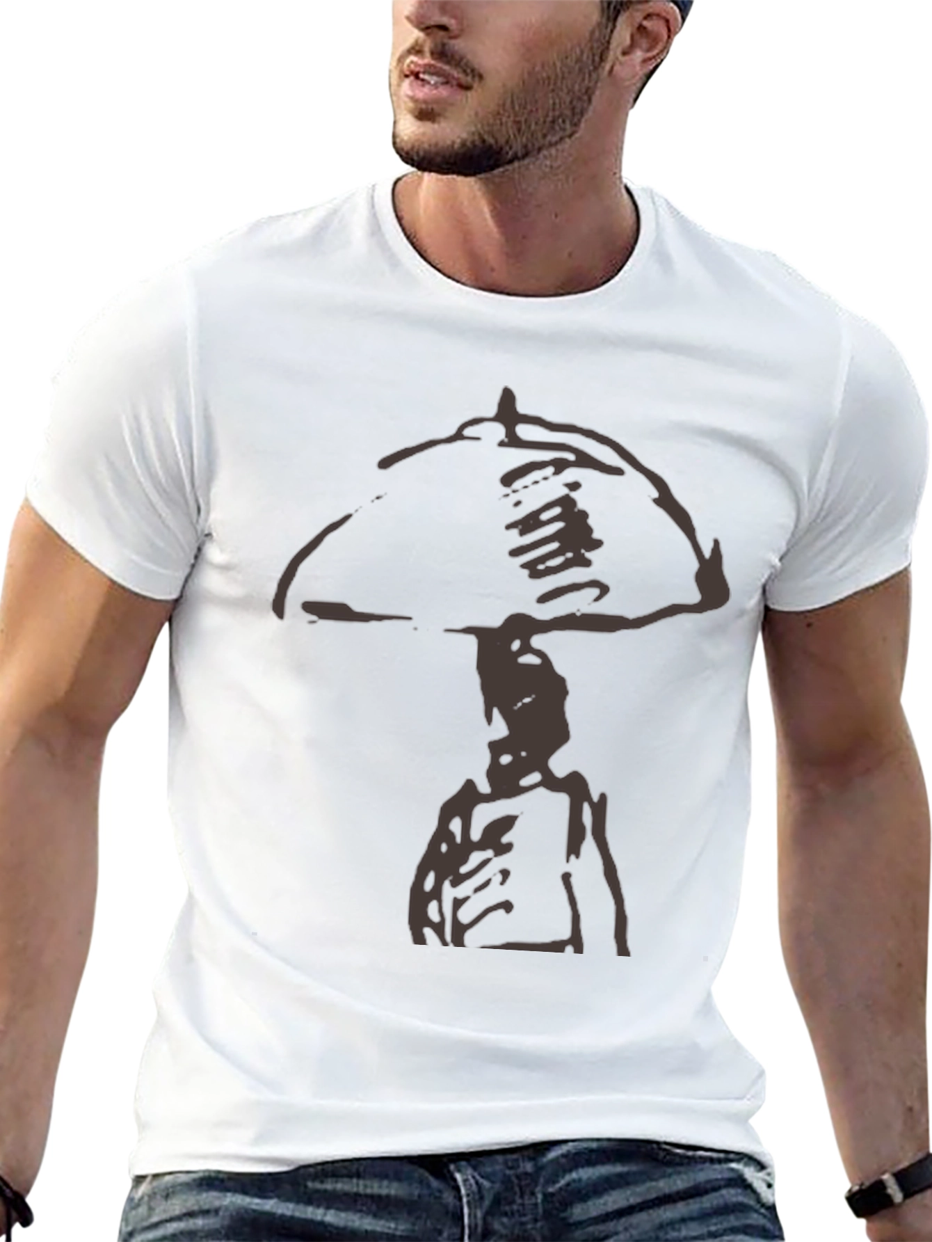 Abstract Graphic Tee - Black Cotton Casual Shirt