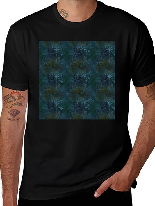 Abstract Floral Pattern Black T-Shirt for Men
