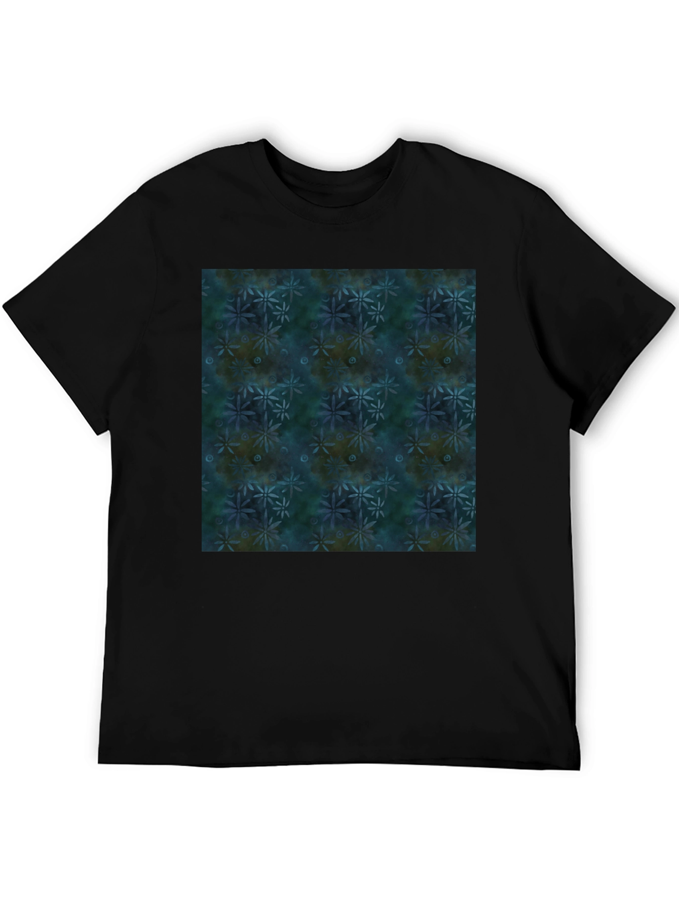 Abstract Floral Pattern Black T-Shirt for Men