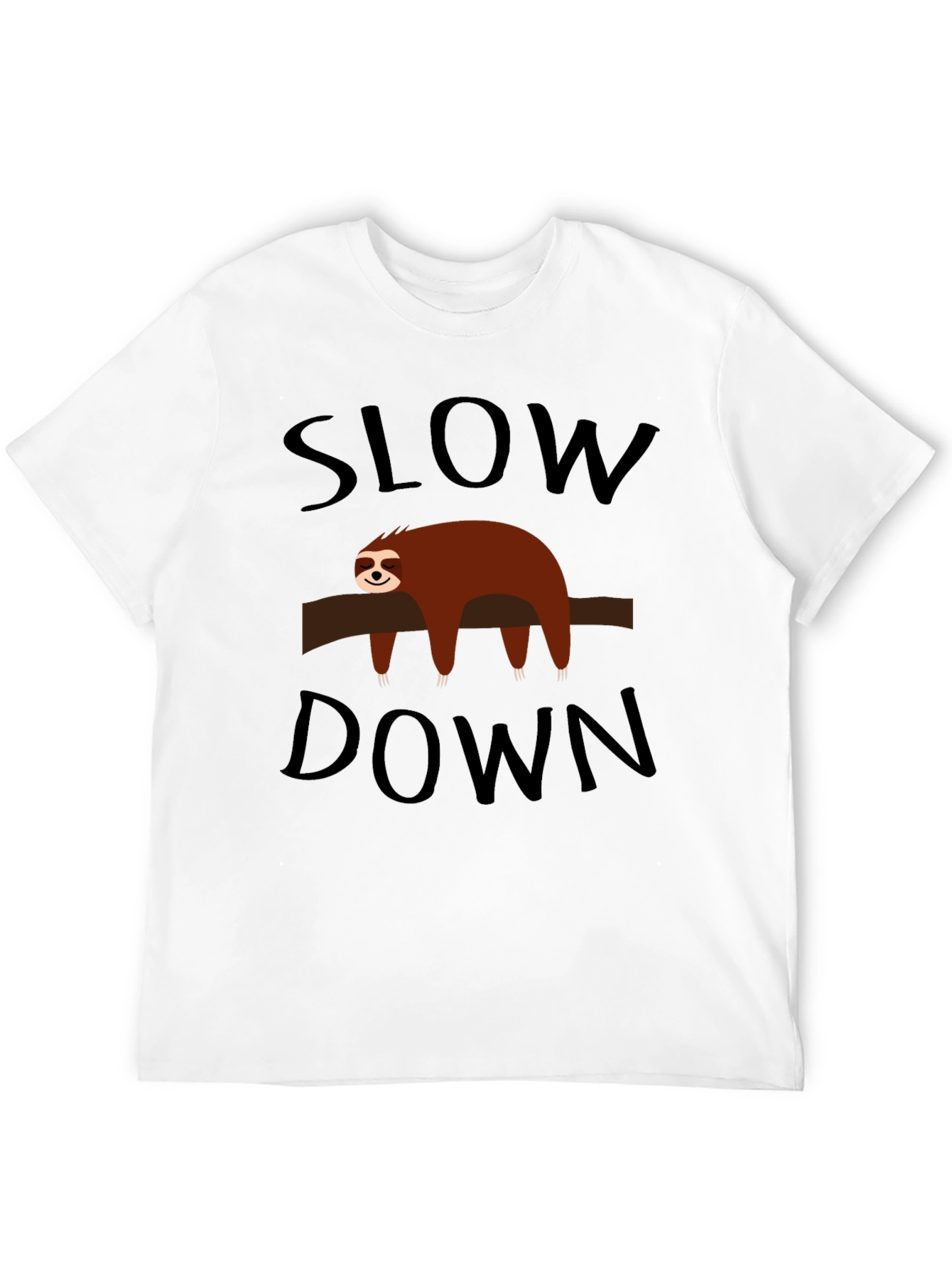 Funny Sloth Slow Down Black T-Shirt