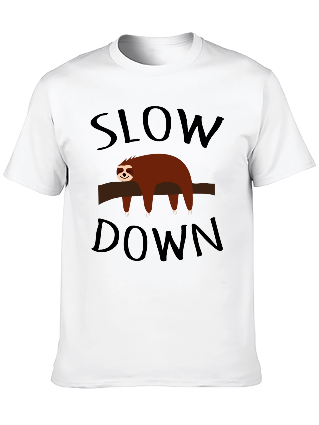 Funny Sloth Slow Down Black T-Shirt