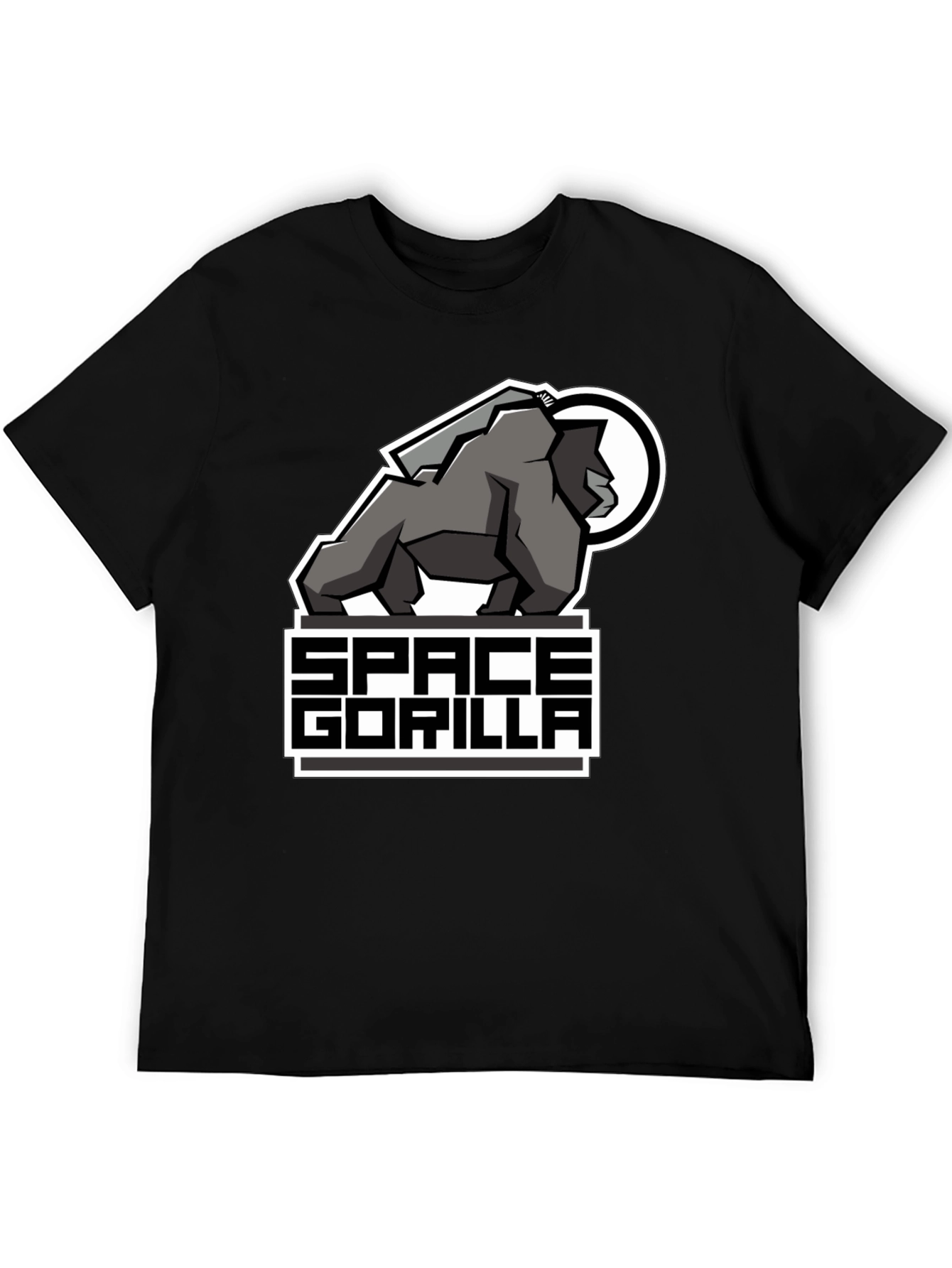 Space Gorilla Graphic T-Shirt - Black Crew Neck