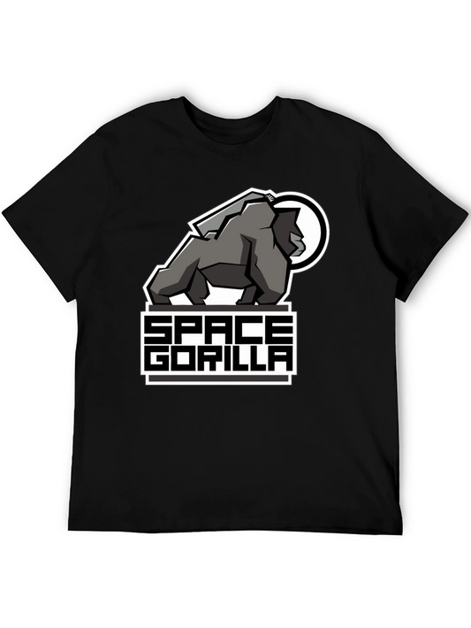 Space Gorilla Graphic T-Shirt - Black Crew Neck