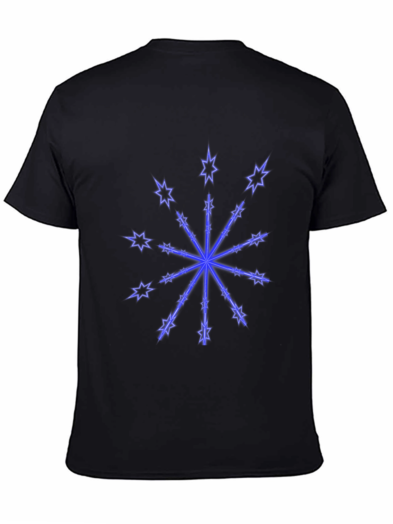 Black T-Shirt with Neon Star Design