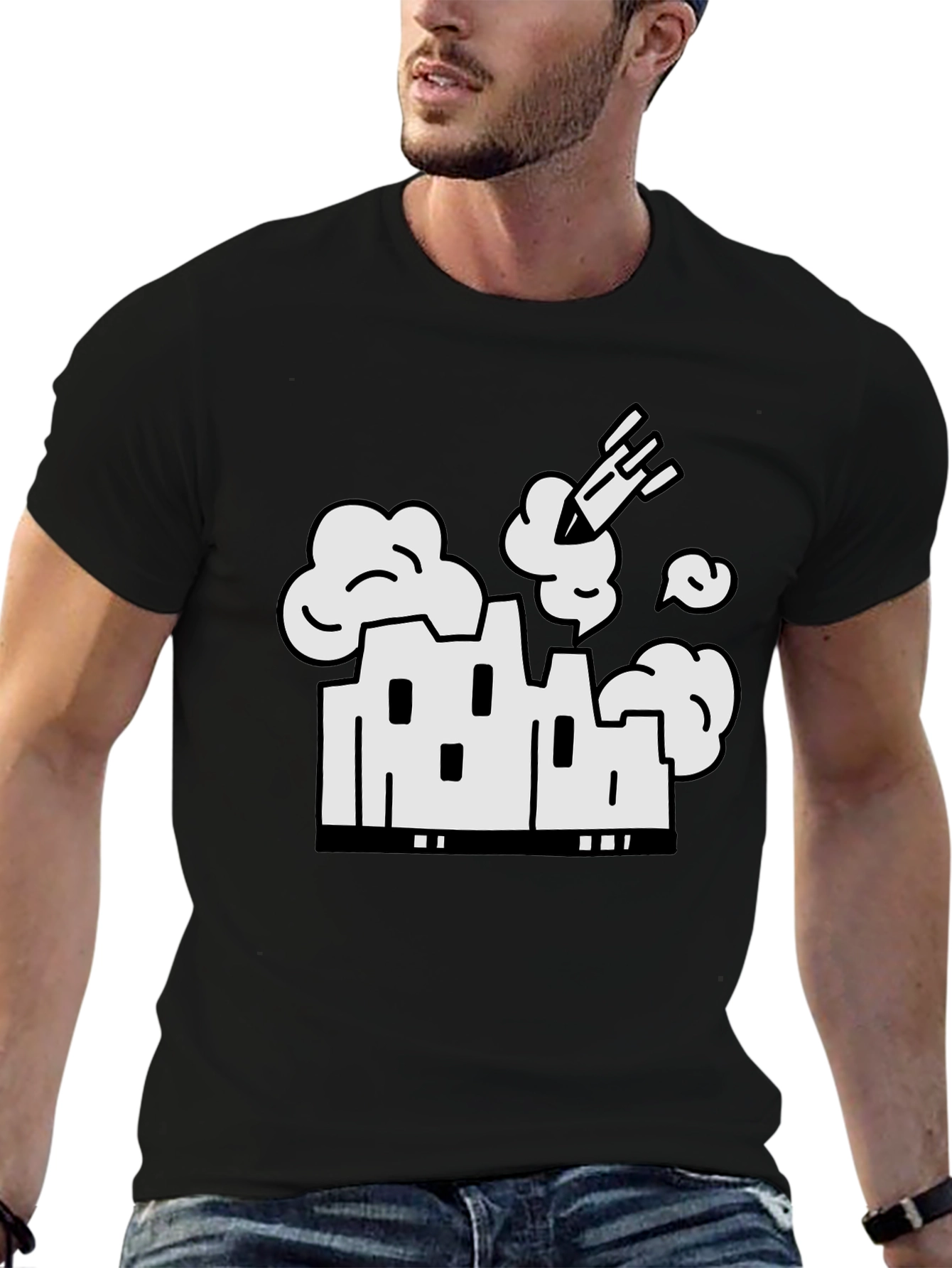 Factory Bombing Graphic T-Shirt - Black
