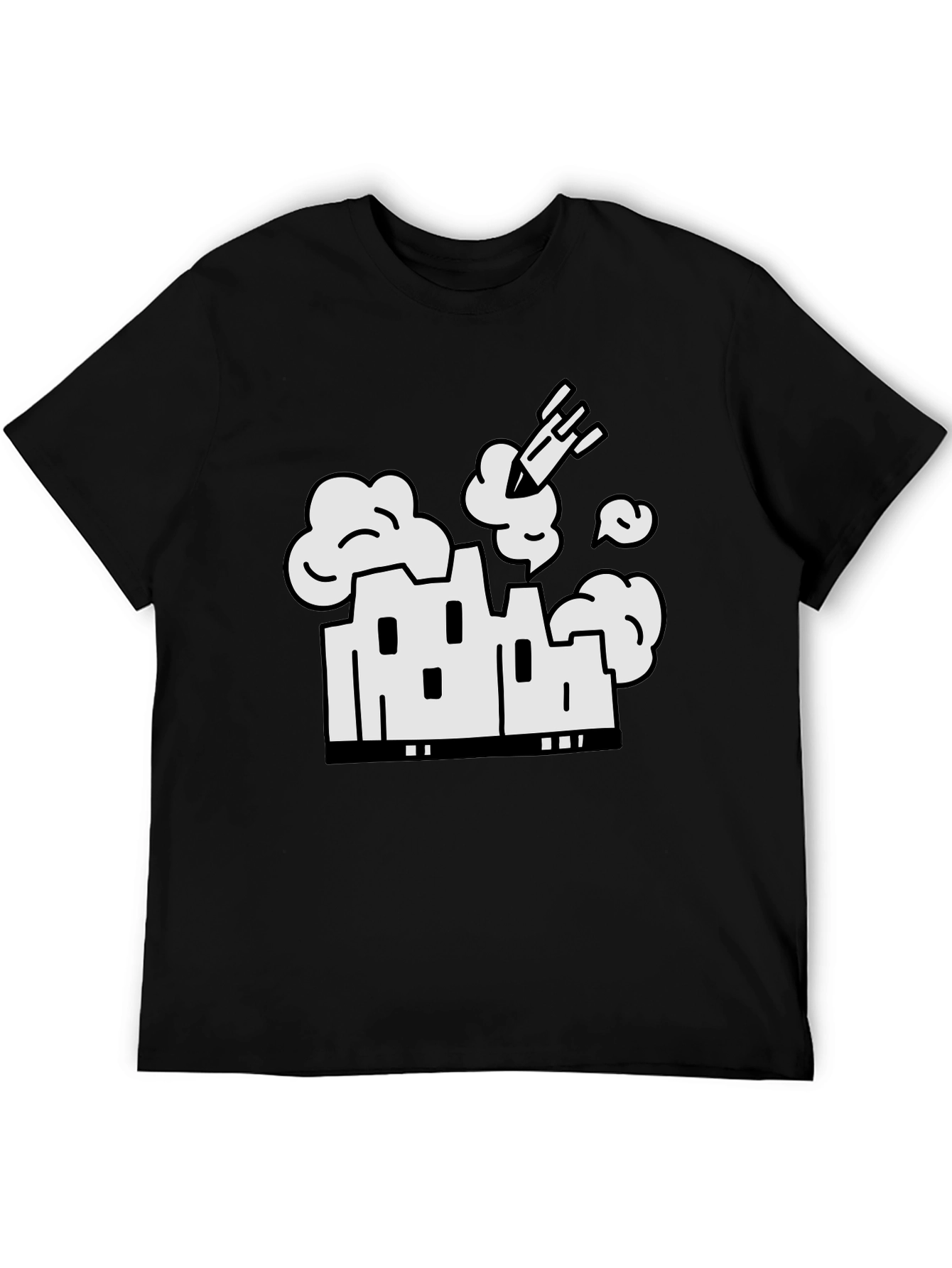 Factory Bombing Graphic T-Shirt - Black