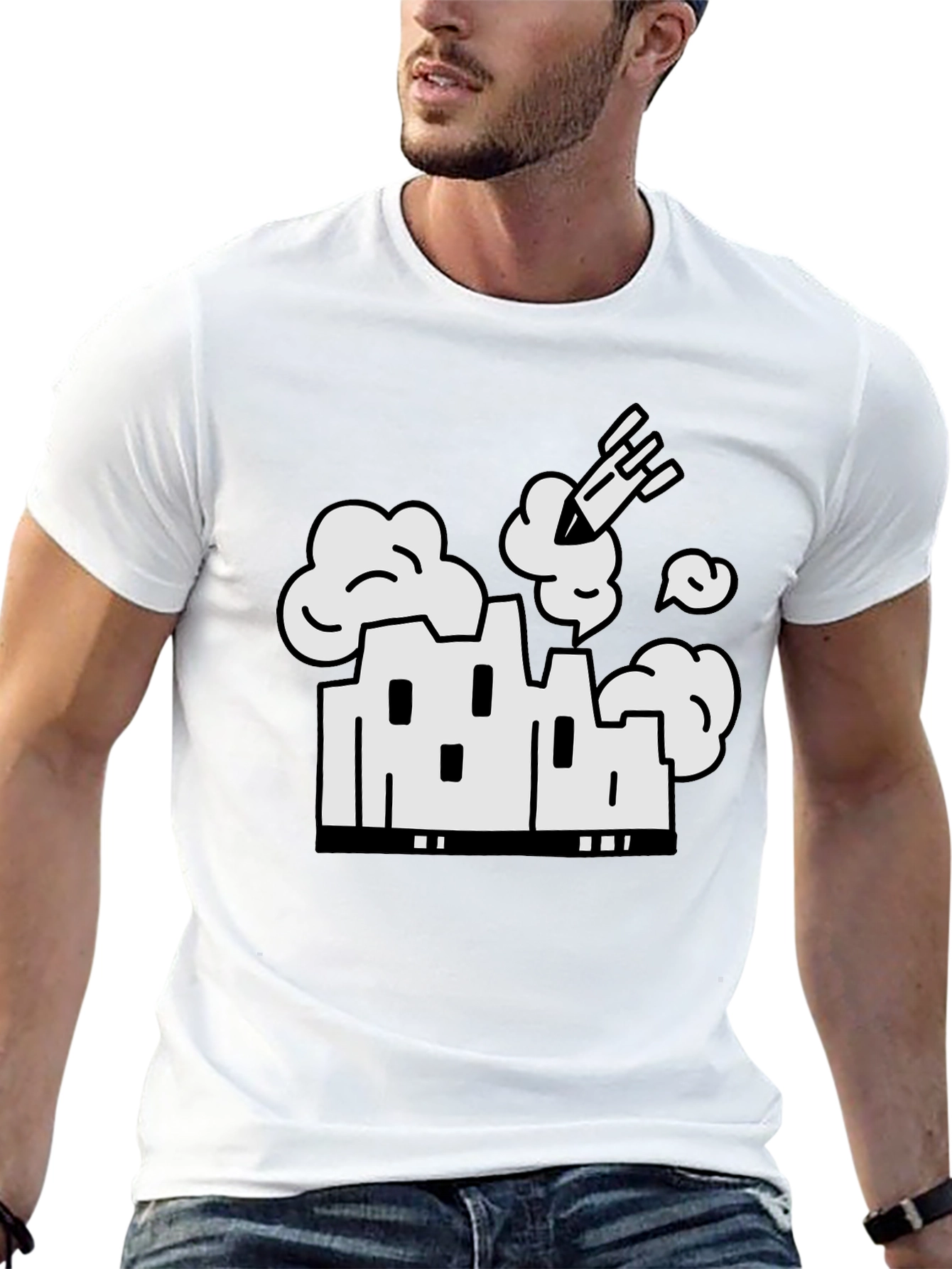 Factory Bombing Graphic T-Shirt - Black