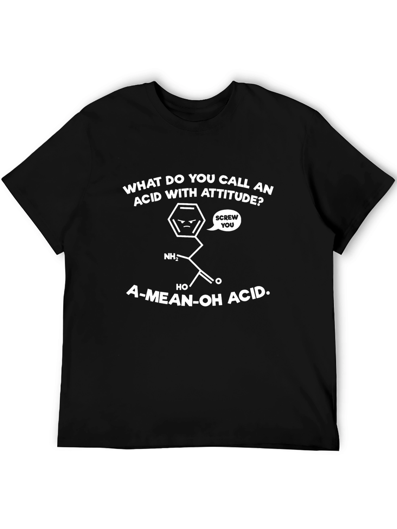 Funny Science Pun T-Shirt - A-Mean-OH Acid Chemistry Joke