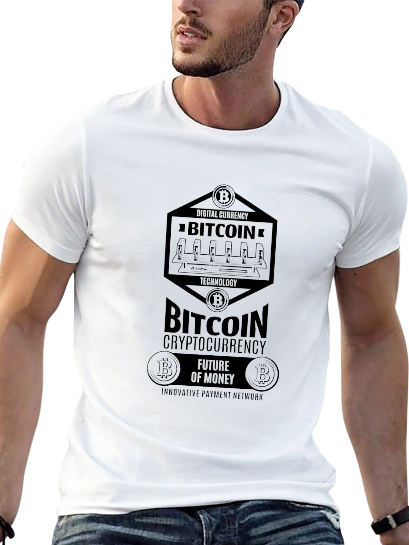 Bitcoin Cryptocurrency Black Graphic T-Shirt
