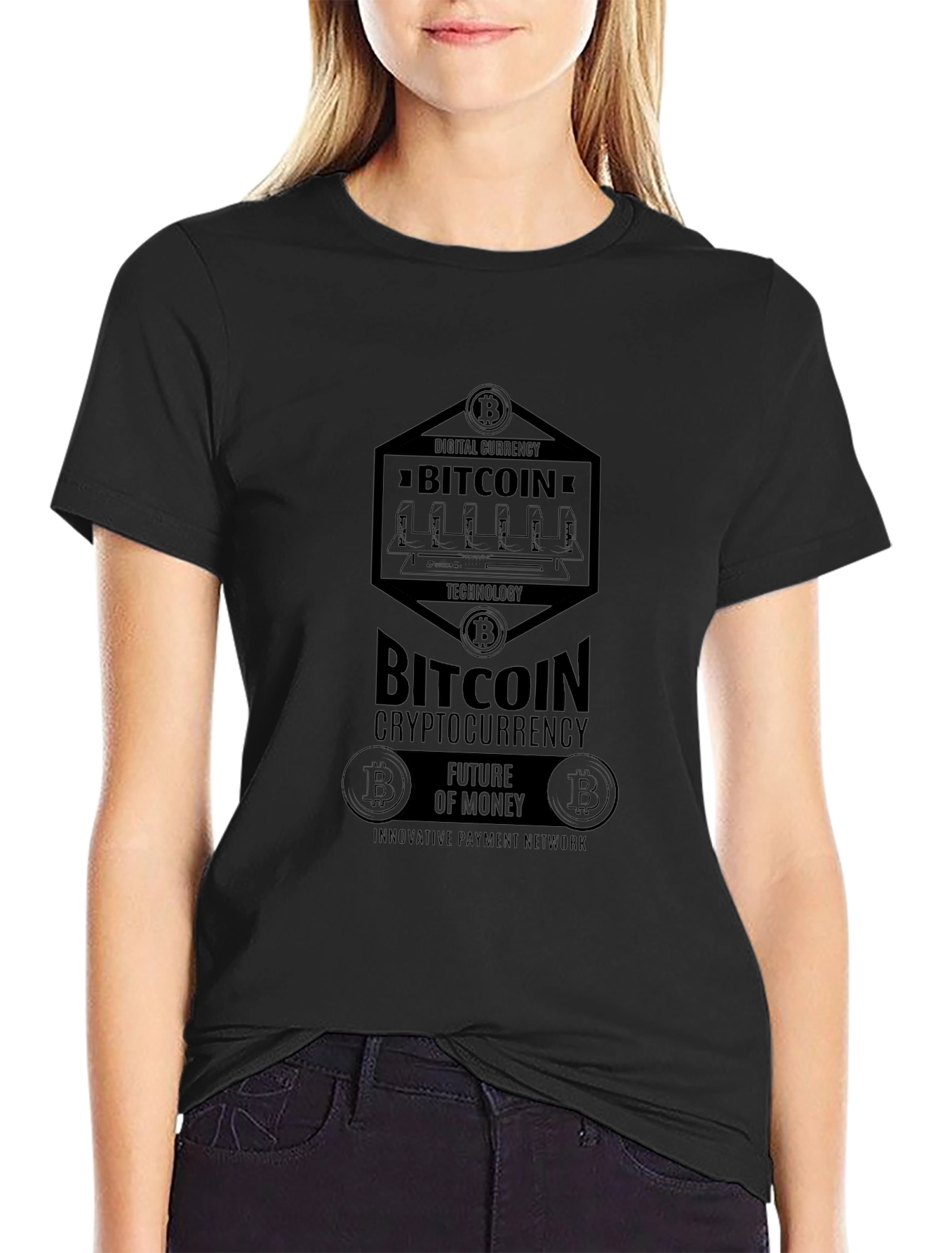 Bitcoin Cryptocurrency Black Graphic T-Shirt
