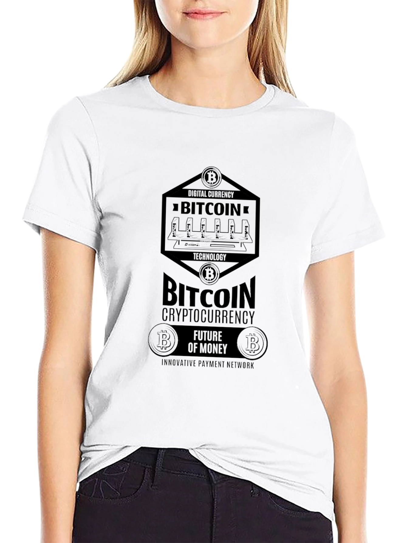 Bitcoin Cryptocurrency Black Graphic T-Shirt