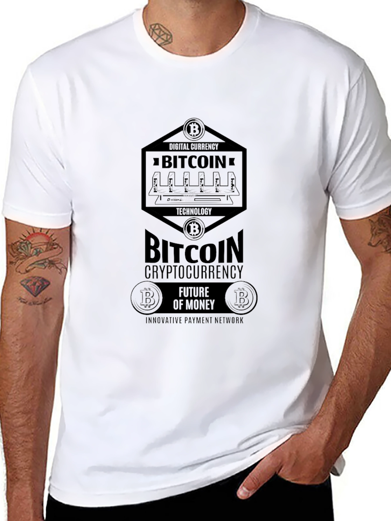 Bitcoin Cryptocurrency Black Graphic T-Shirt