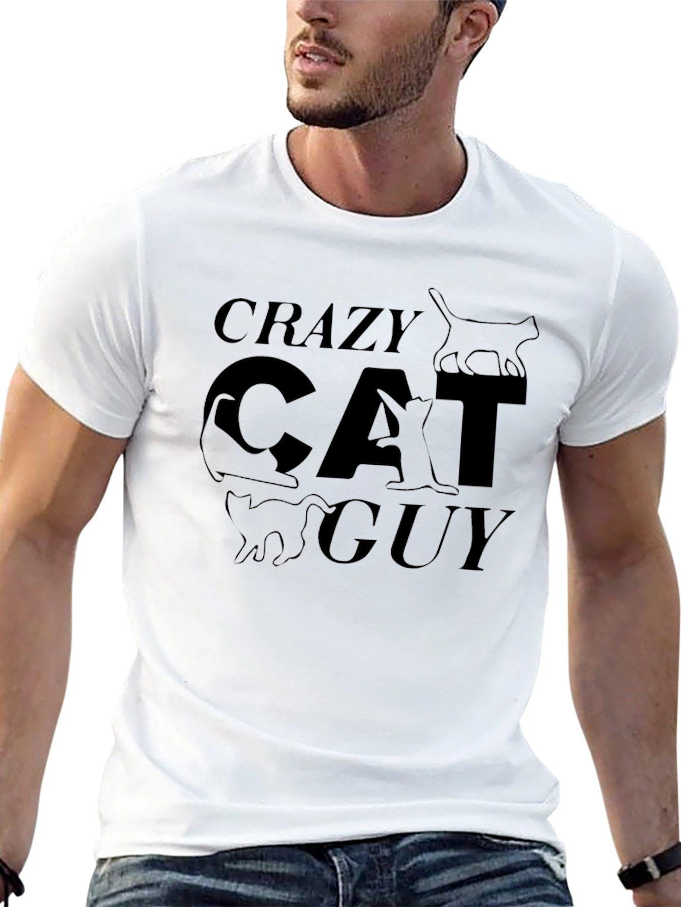 Crazy Cat Guy T-Shirt - Black