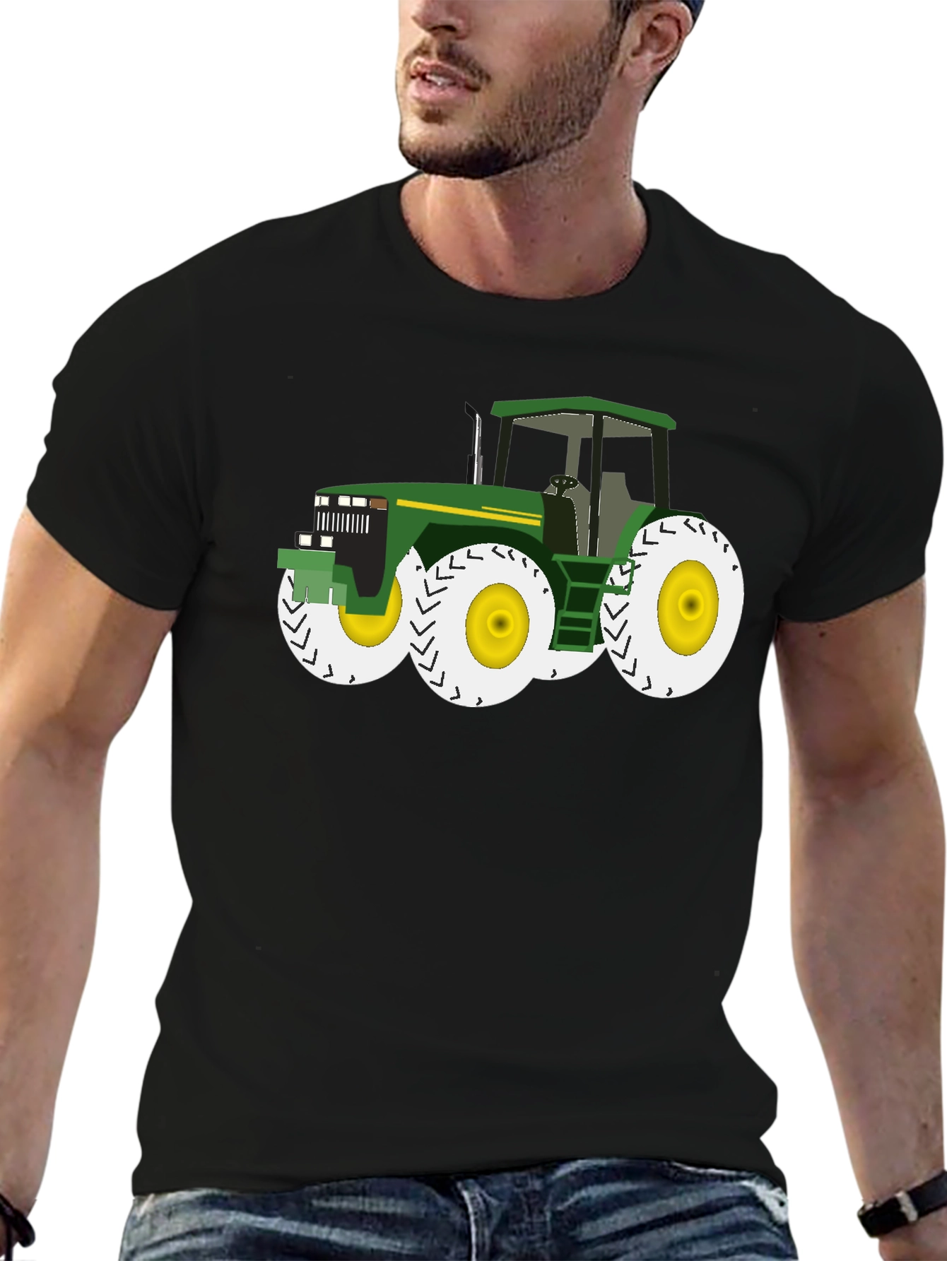 Tractor Graphic Tee - Black Cotton Blend