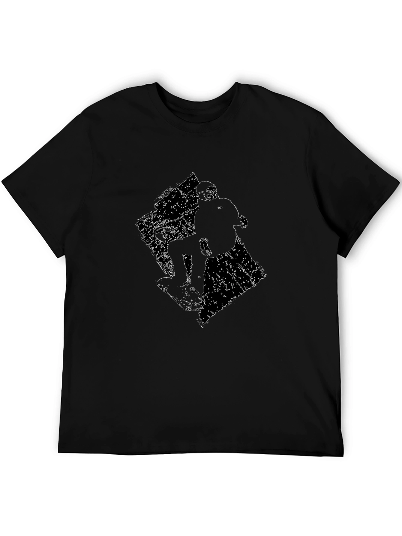 Skateboarder Graphic Tee - Black Cotton T-Shirt