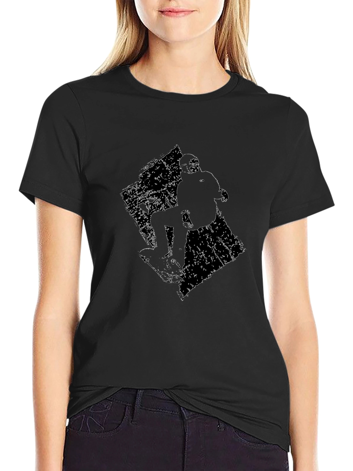 Skateboarder Graphic Tee - Black Cotton T-Shirt