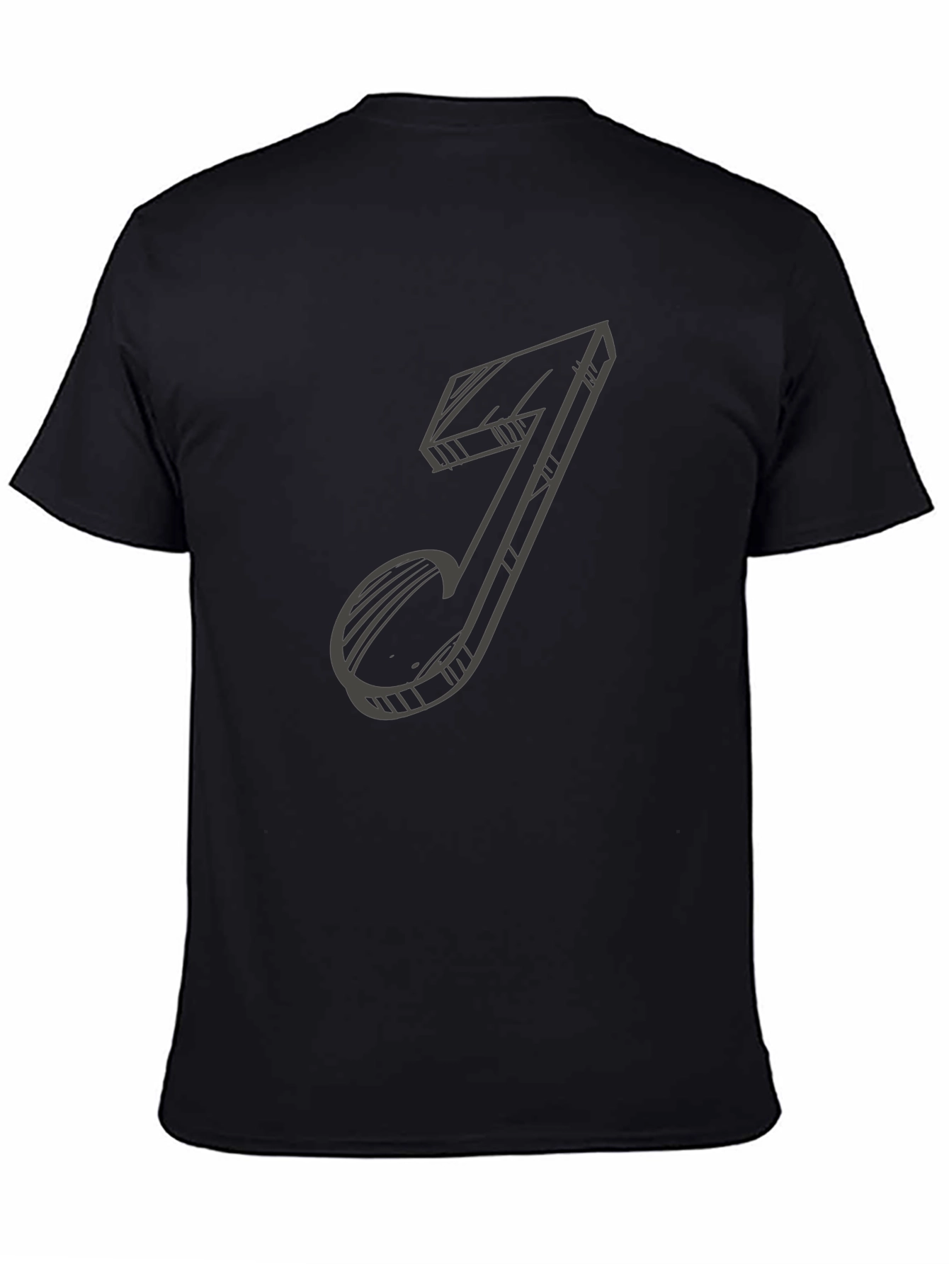 Music Note Sketch Black T-Shirt
