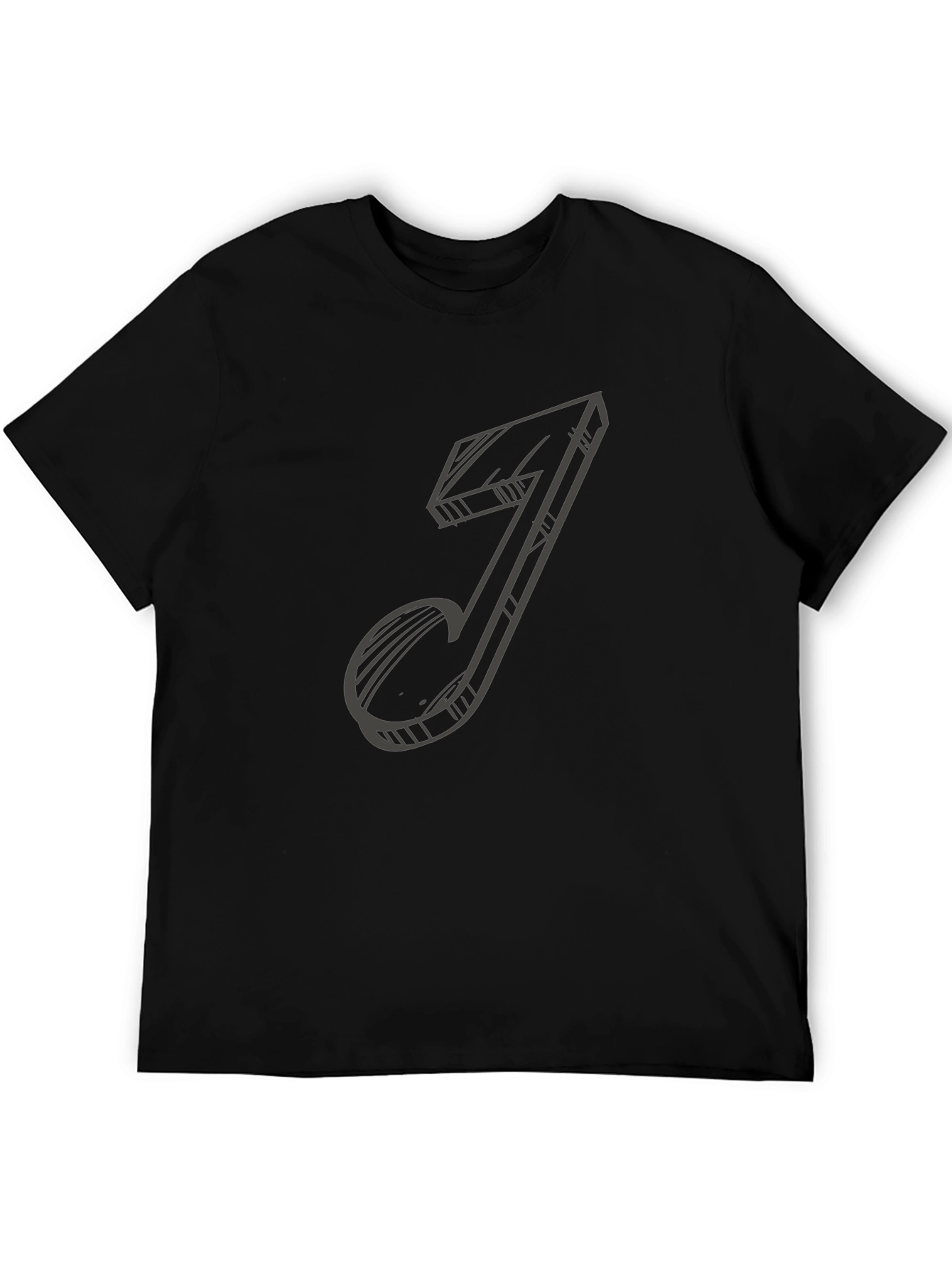 Music Note Sketch Black T-Shirt