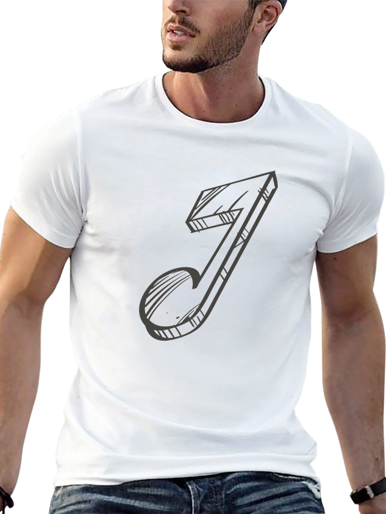 Music Note Sketch Black T-Shirt