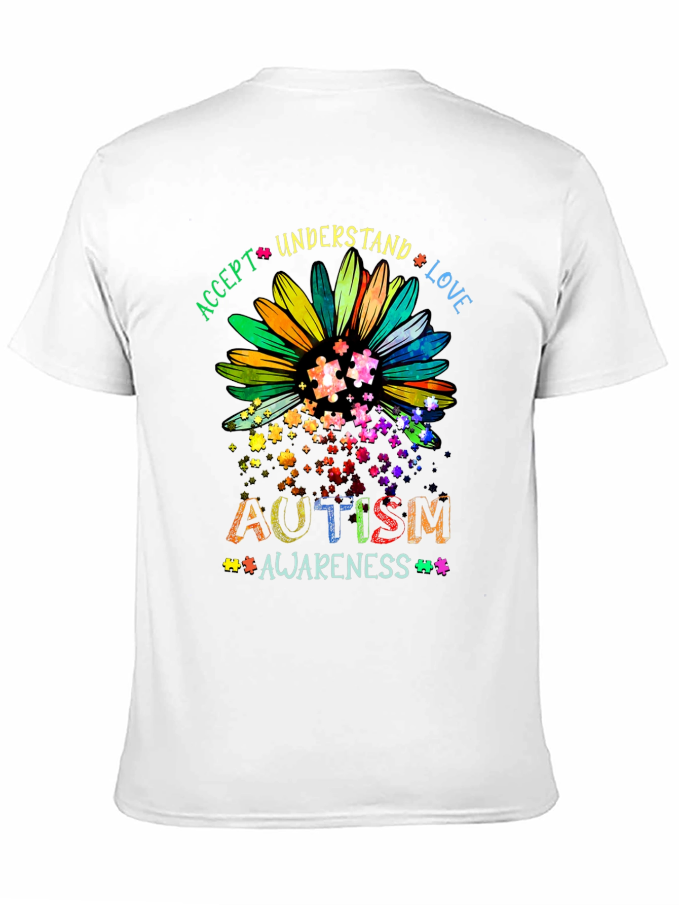 Autism Awareness Sunflower T-Shirt - Accept Understand Love