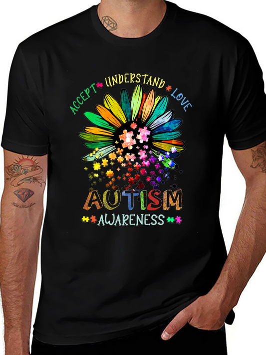 Autism Awareness Sunflower T-Shirt - Accept Understand Love