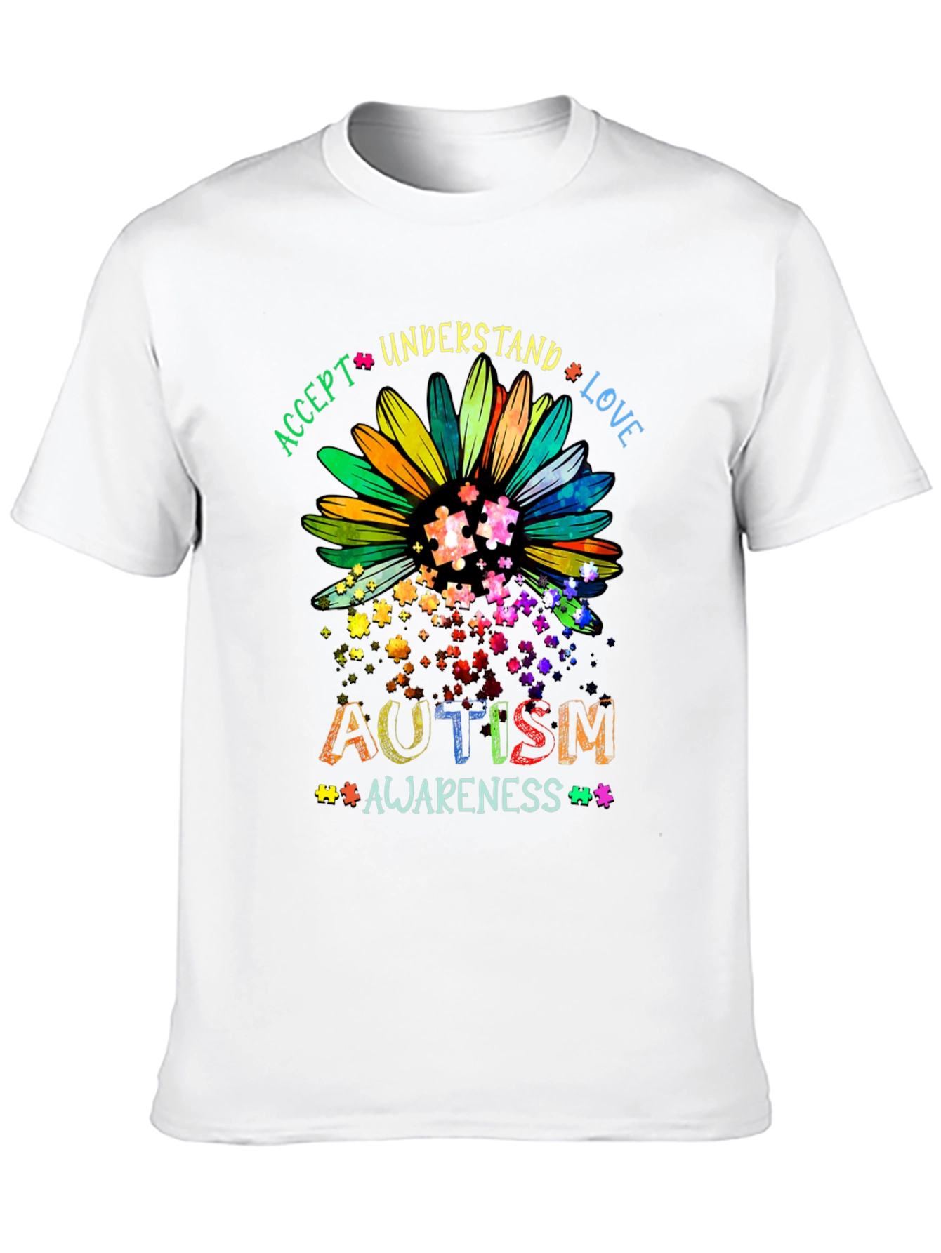 Autism Awareness Sunflower T-Shirt - Accept Understand Love