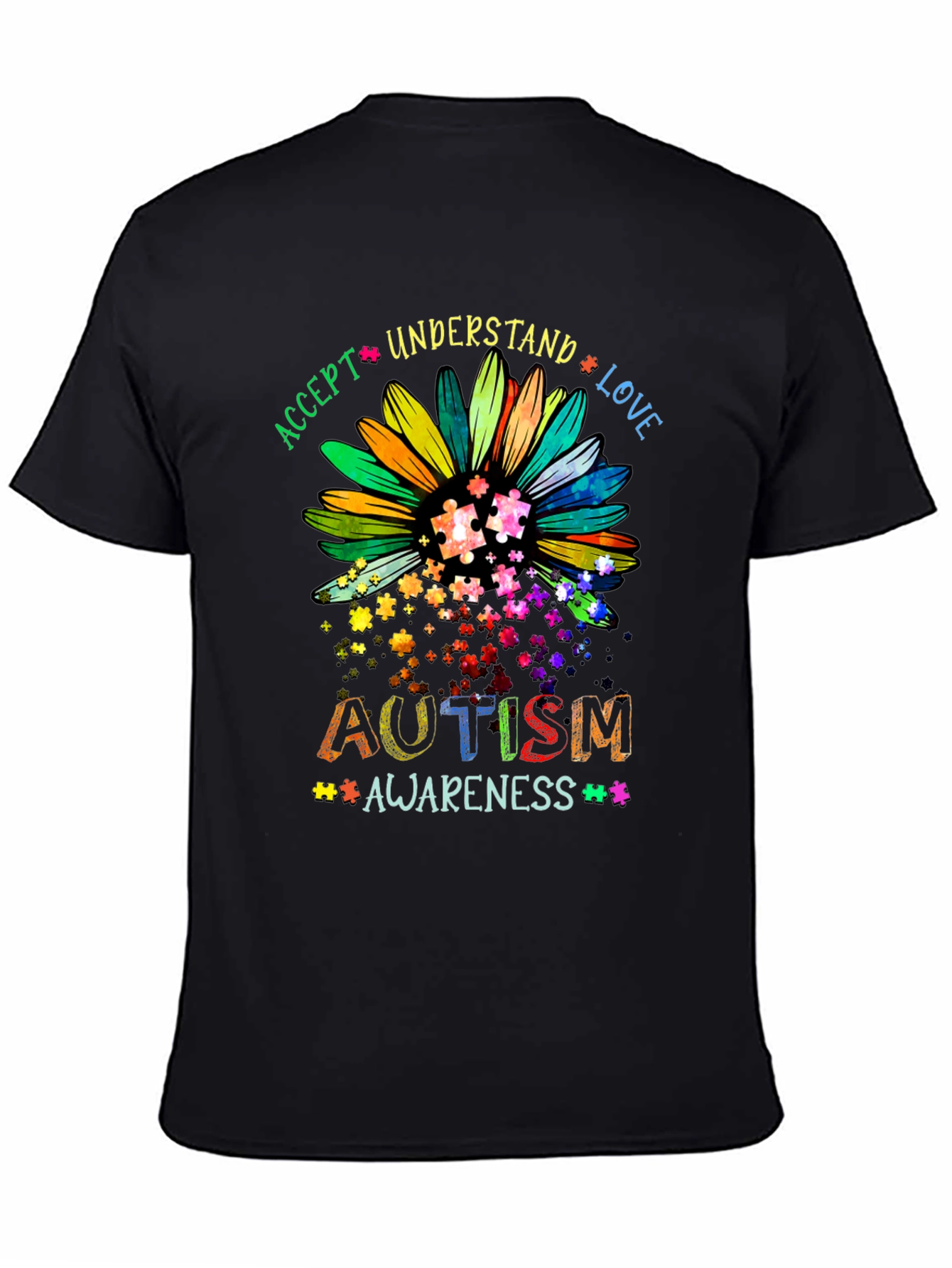 Autism Awareness Sunflower T-Shirt - Accept Understand Love