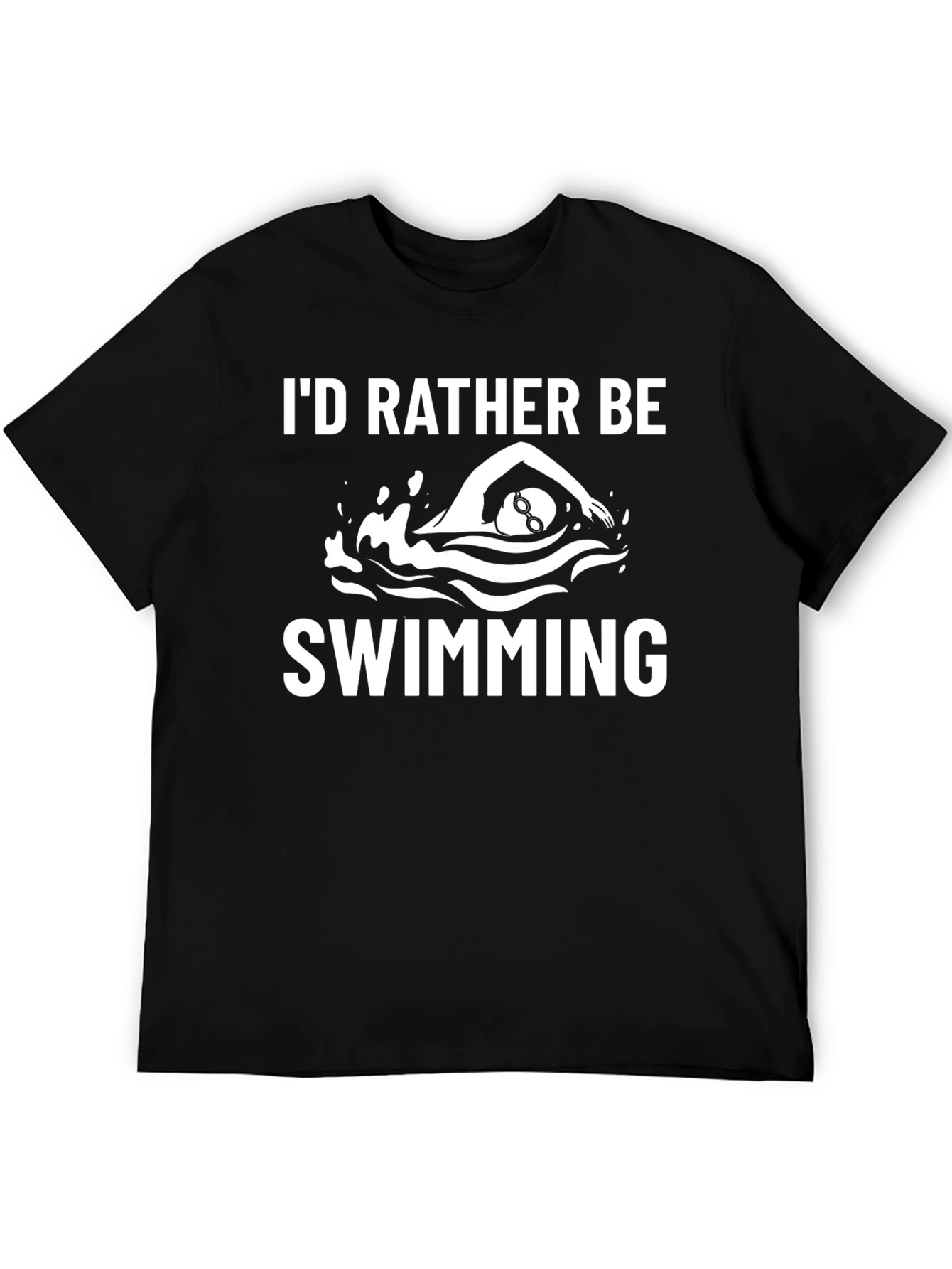 Id Rather Be Swimming T-Shirt - Black Cotton Tee