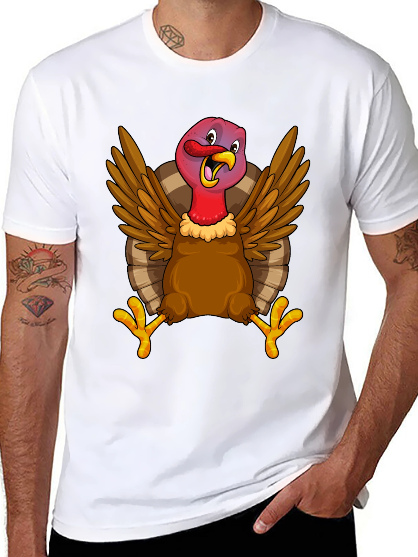 Funny Turkey Graphic Tee - Thanksgiving Holiday T-Shirt
