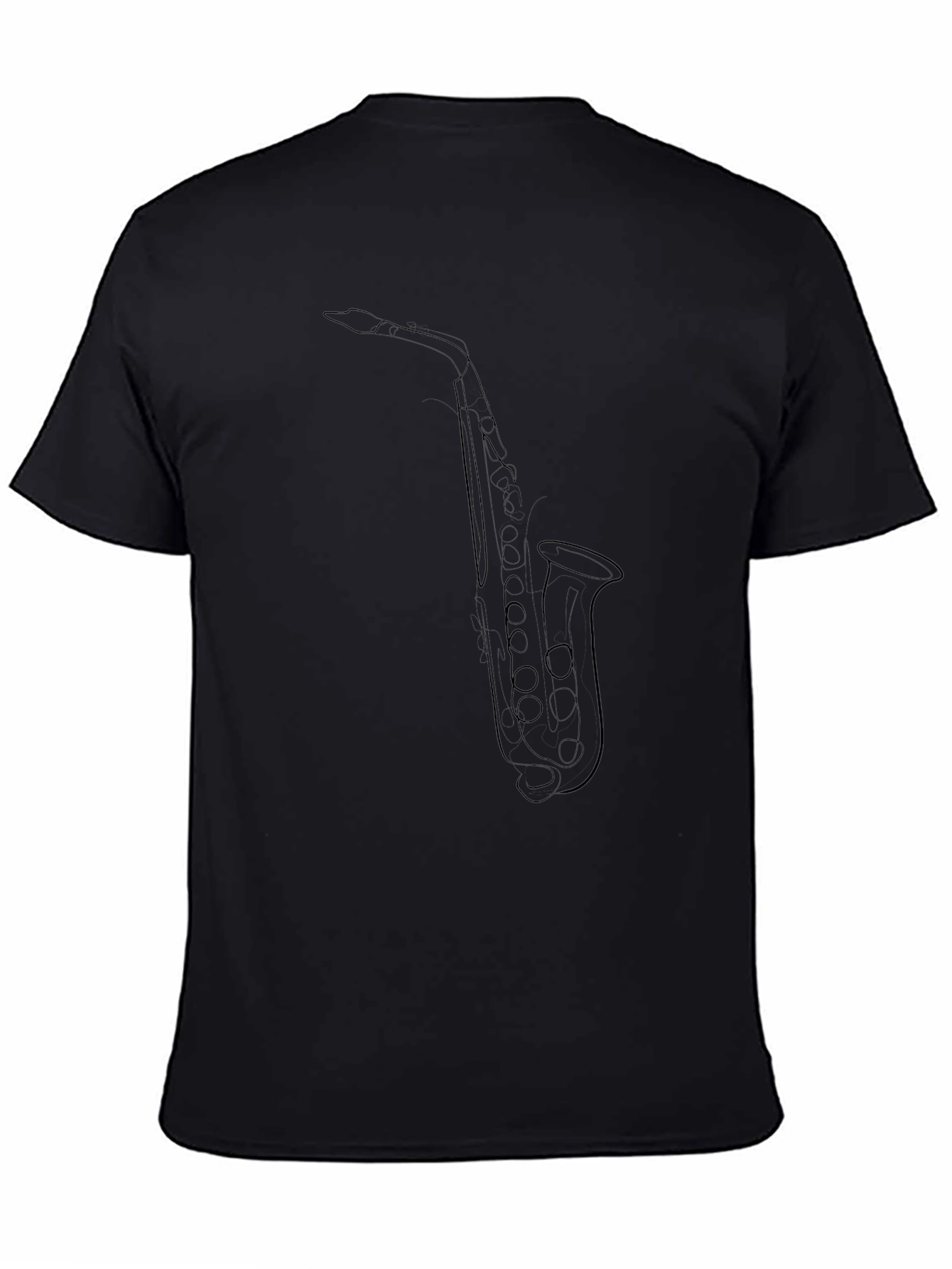 Saxophone Line Art Black T-Shirt