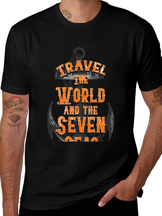 Travel the World & Seven Seas Black Graphic T-Shirt