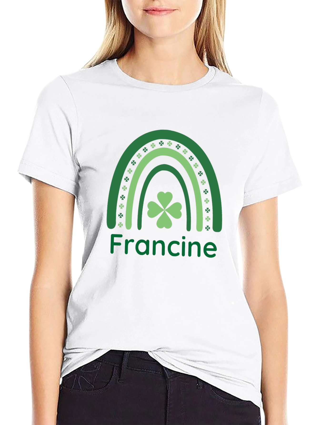 St. Patricks Day Francine Shamrock Rainbow T-Shirt